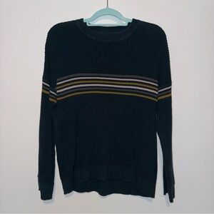 REI Co-op Thermal Top Womens Large Waffle Knit Striped 100% Cotton Retro Green